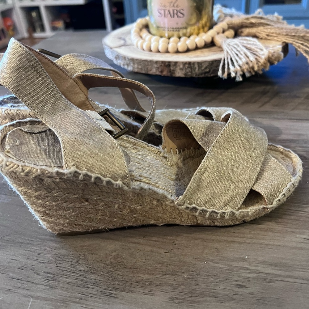 Soludos Beige Wedge Espadrilles